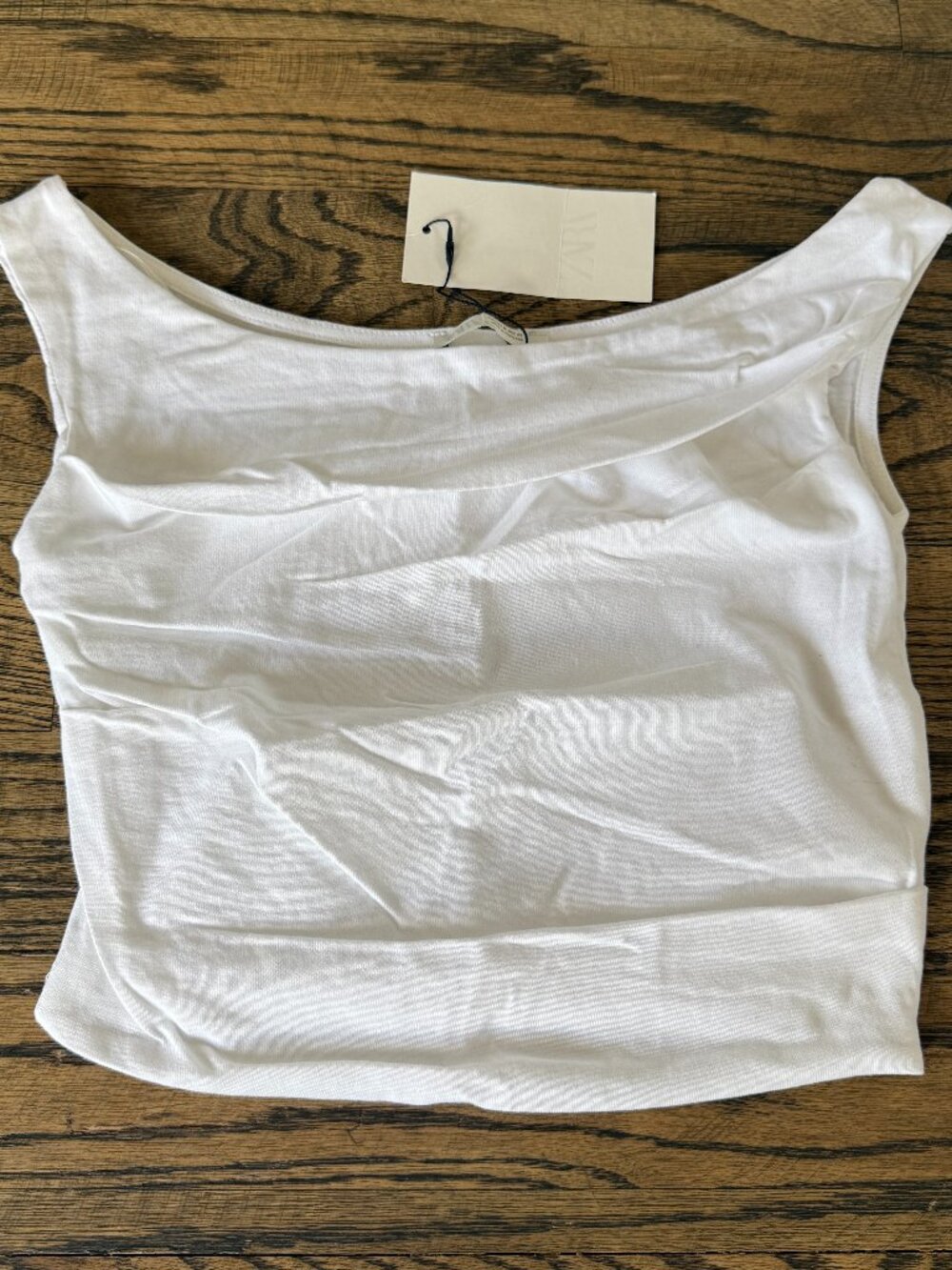 Zara White Cotton Knit Cropped Tank Top Crew Neck Sleeveless Women's Size M NWT